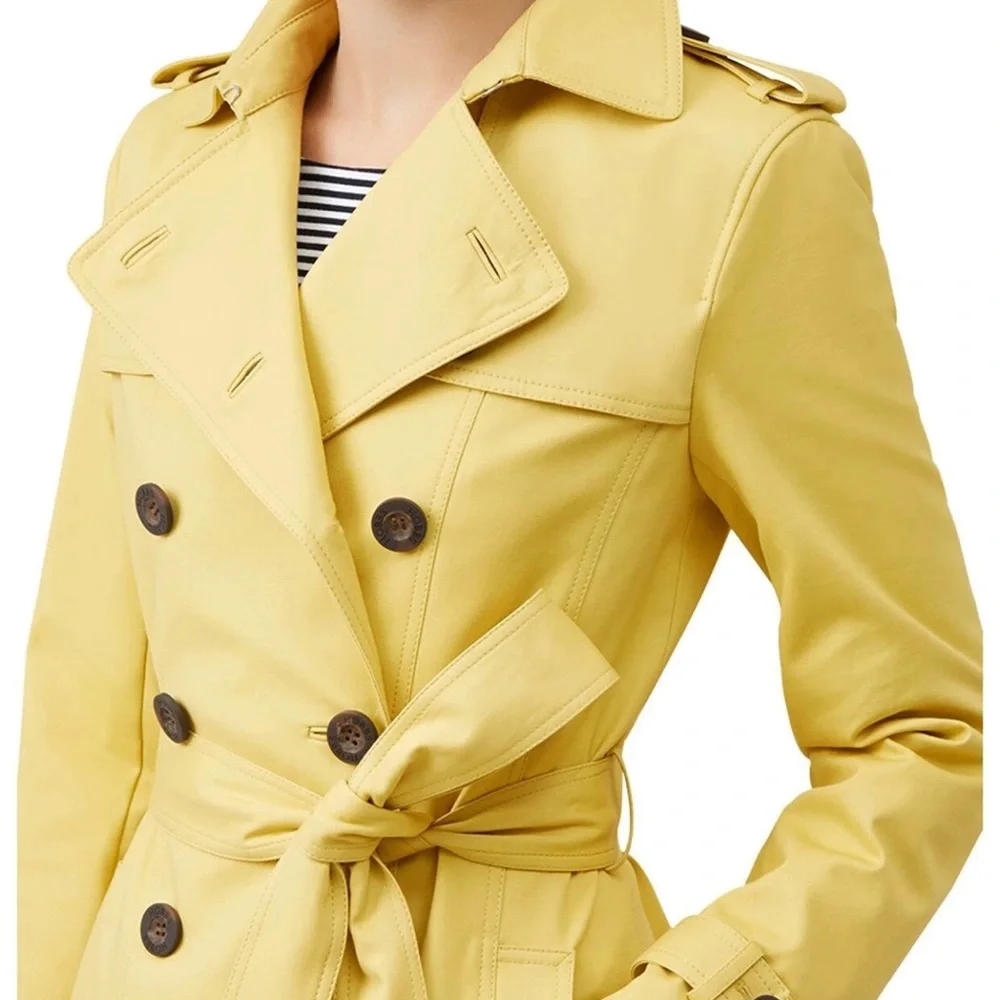 Hobbs London Saskia Trench Coat Size 10 UK/6 USA double breast Yellow - Picture 3 of 3